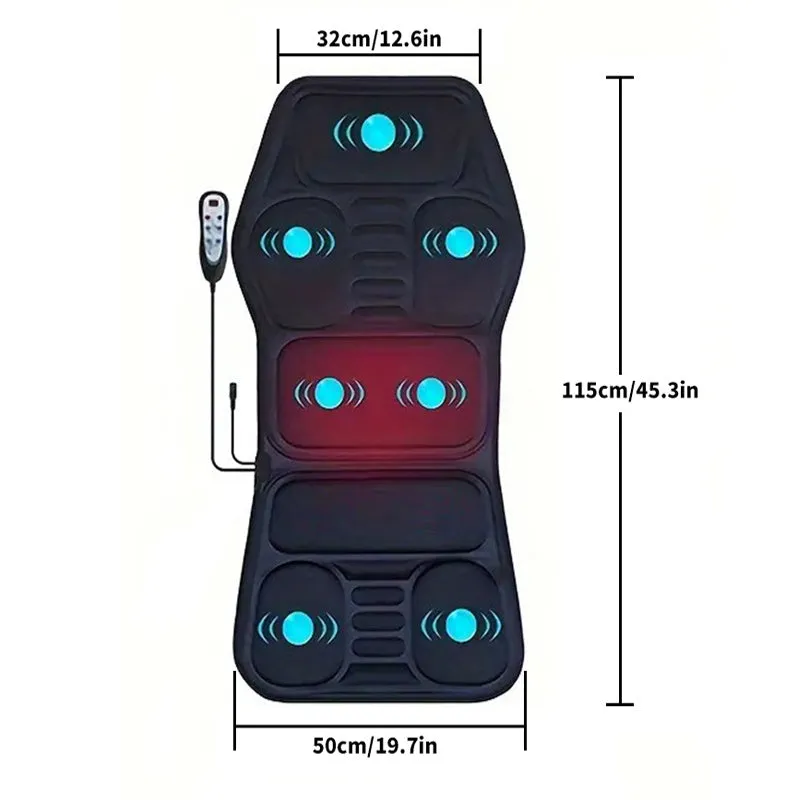 Massage cushion with heat showing control panel and multi-position design for back and neck relief