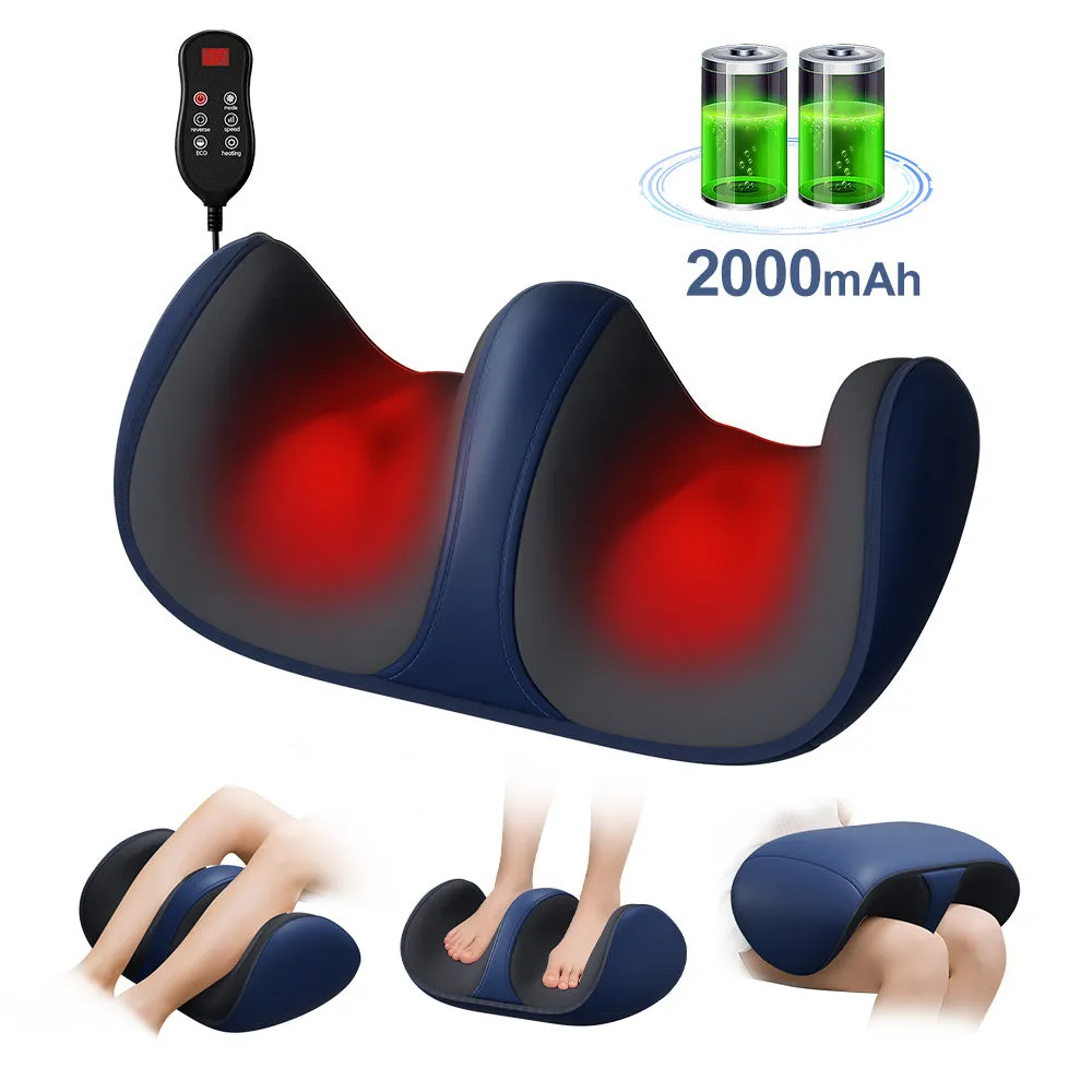 Shiatsu foot massager with heat kneading for calf, leg, and arm massage, USB powered, available in dark blue colour