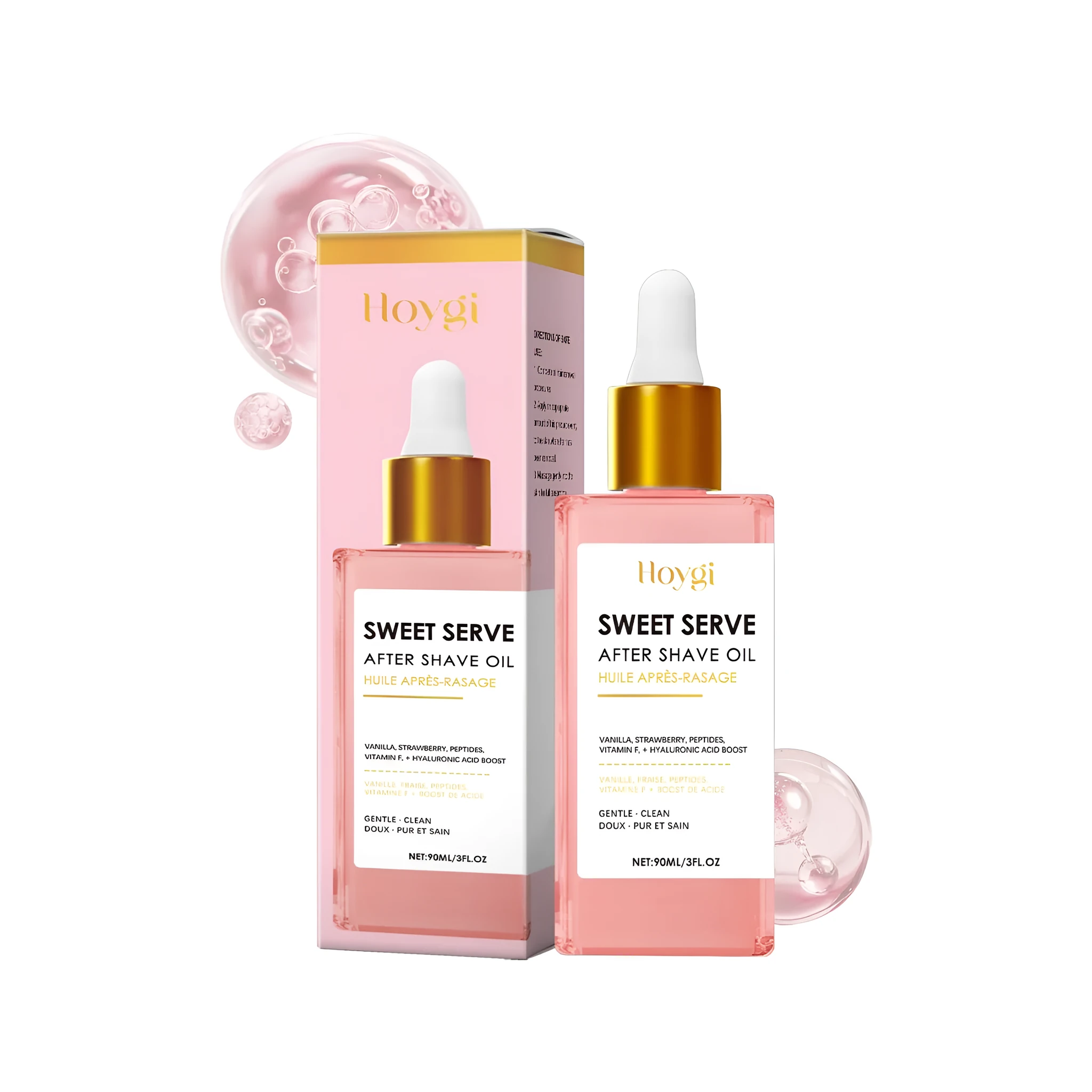 After shave oil 90ml bottle with strawberry and vanilla extracts for soothing post-shave skin