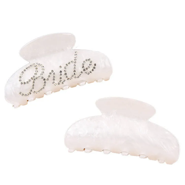 Acrylic hair barrette with shower shark clip back and double-sided diamond drilling