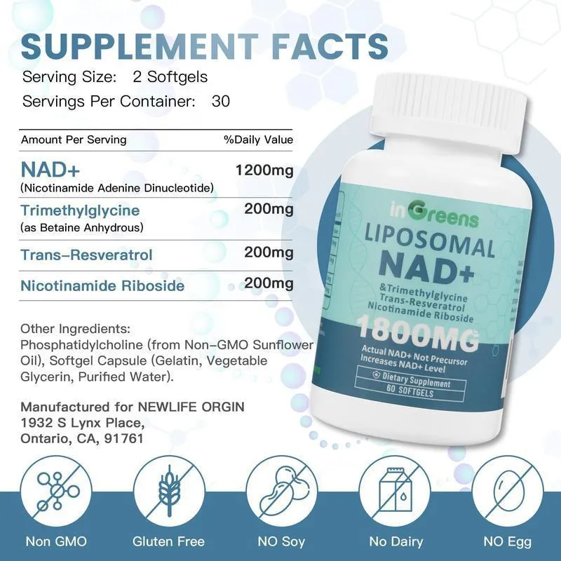 Bottle of NMN Nicotinamide Mononucleotide gel capsules dietary supplement