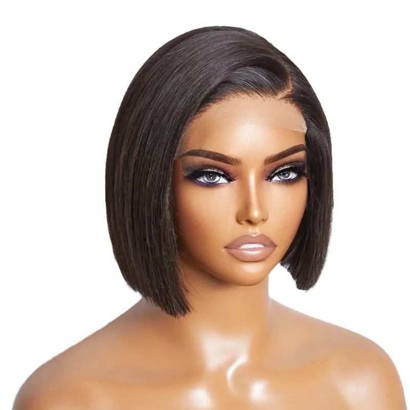 Straight bob lace front human hair wig with 13x4 lace, natural hairline, suitable for any face type