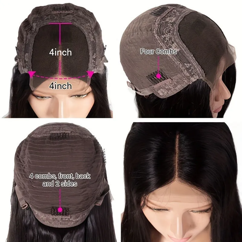 Straight bob lace front human hair wig with 13x4 lace, natural hairline, suitable for any face type
