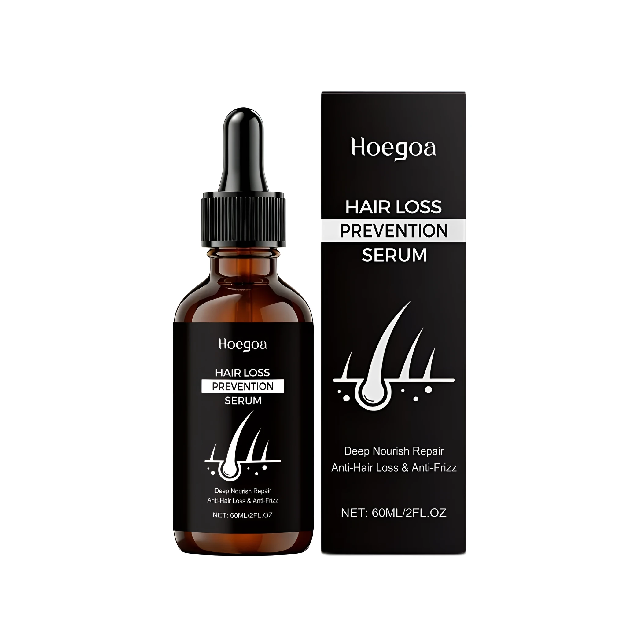 60ml hair loss prevention serum bottle with ginger root, rosemary, and castor oils