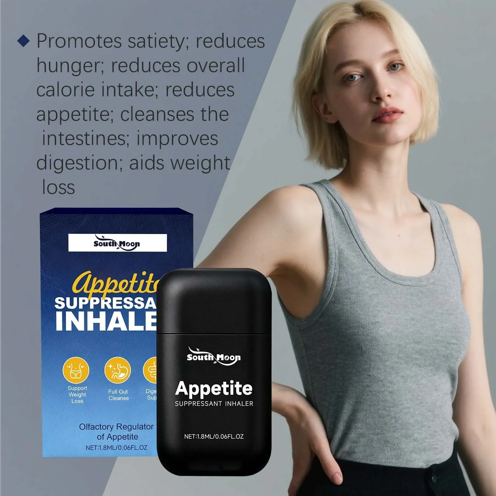 Body Management Inhaler with menthol and aloe leaves, 1.8ml capacity in a compact tube