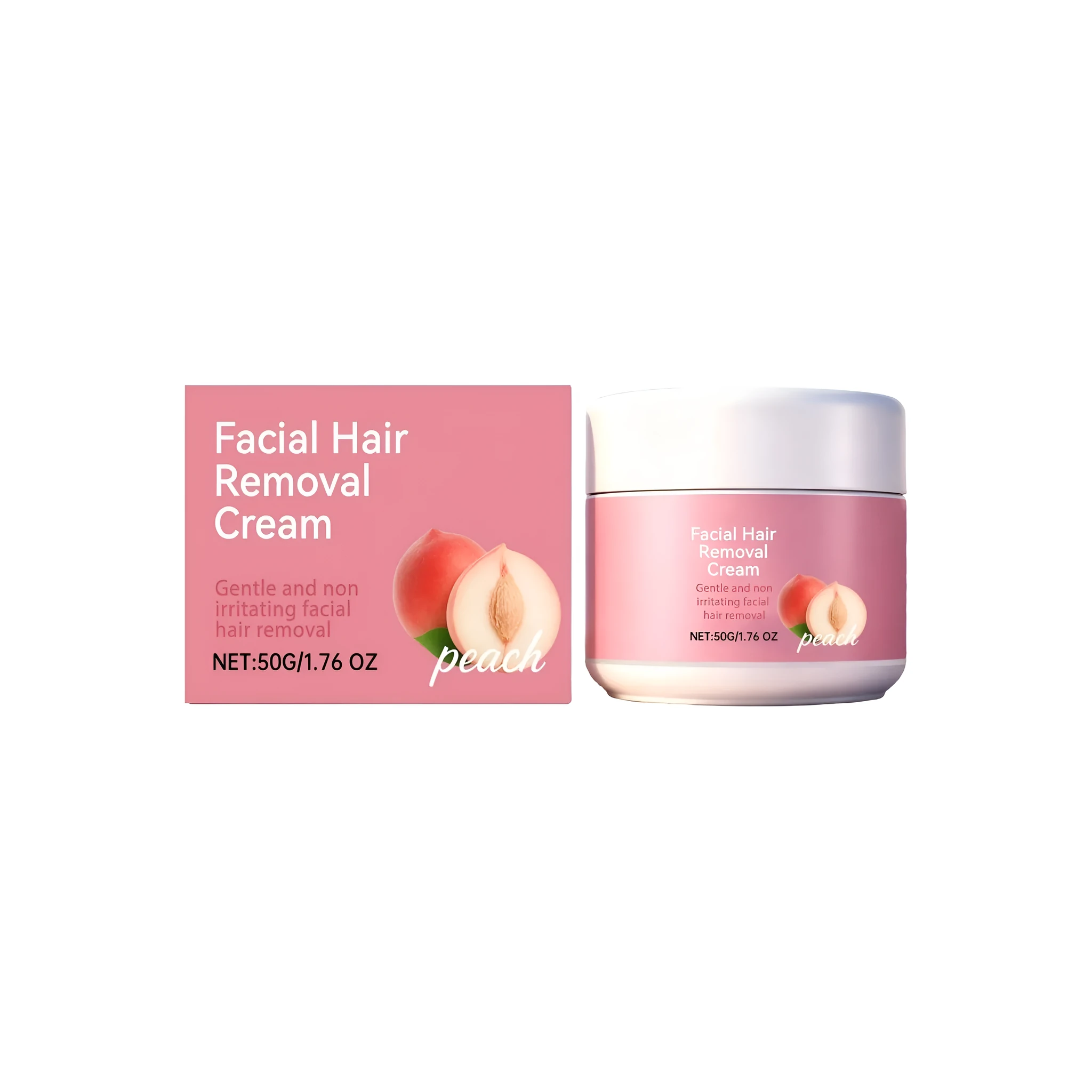 Facial Mild Depilatory Cream 50g tube with peach extract and shea butter for gentle hair removal