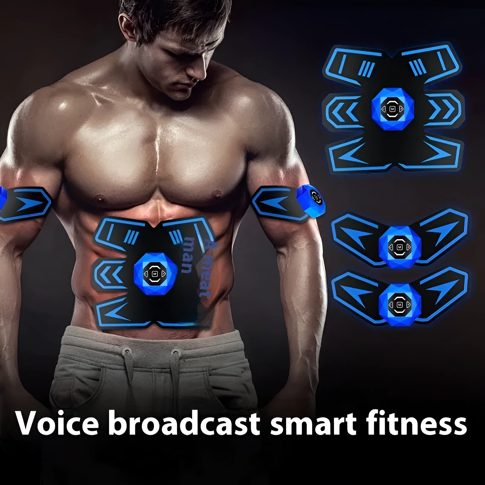Eight-piece abdominal muscle waist reduction massage patch kit with PU leather silicone ABS resin construction