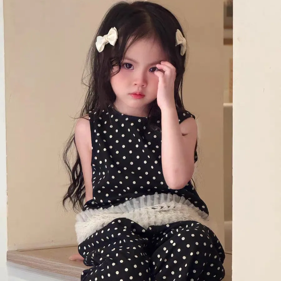 Fabric bowknot children's hair clip in cream colour with 6cm bow size on side clip