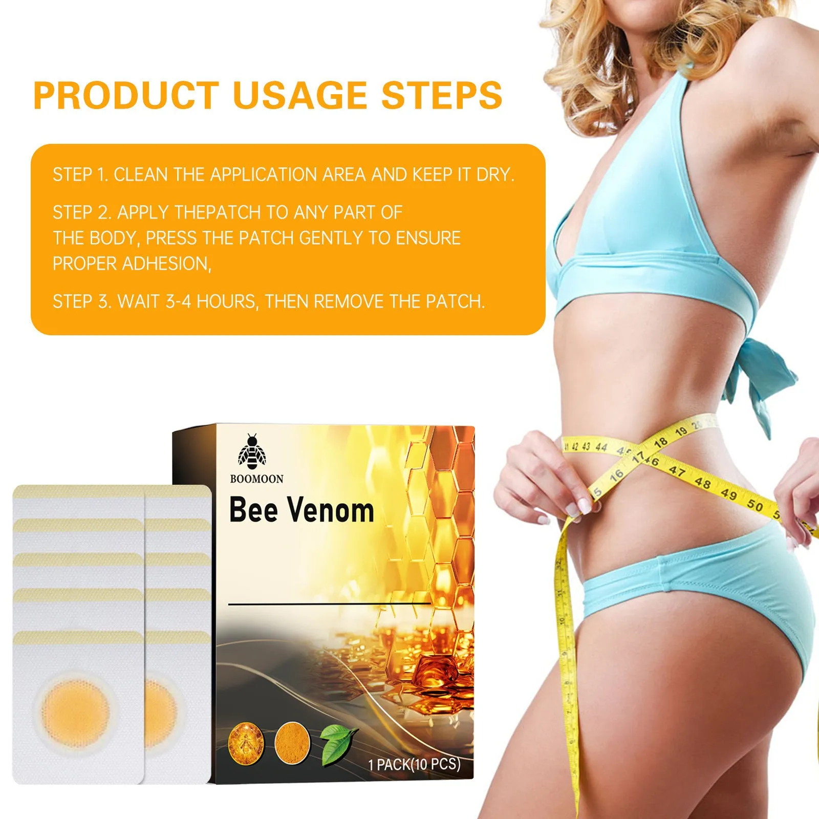 Bee Body Care Patch Firming Body Shaping Paste body care kit with 10 shaping stickers in colour 10PCs