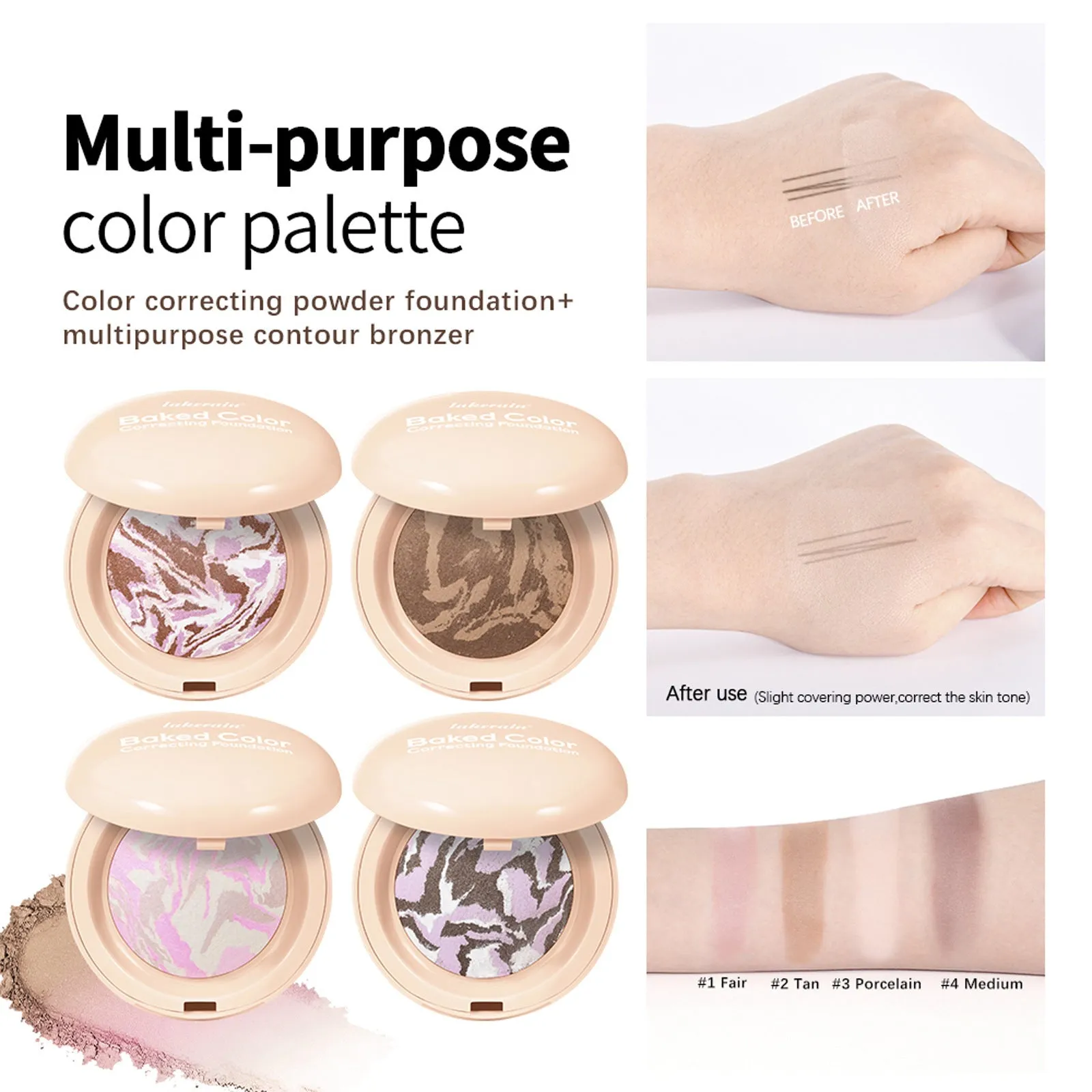 Natural face powder for blush, highlight, bronzing and contouring in 10g multi-colour options