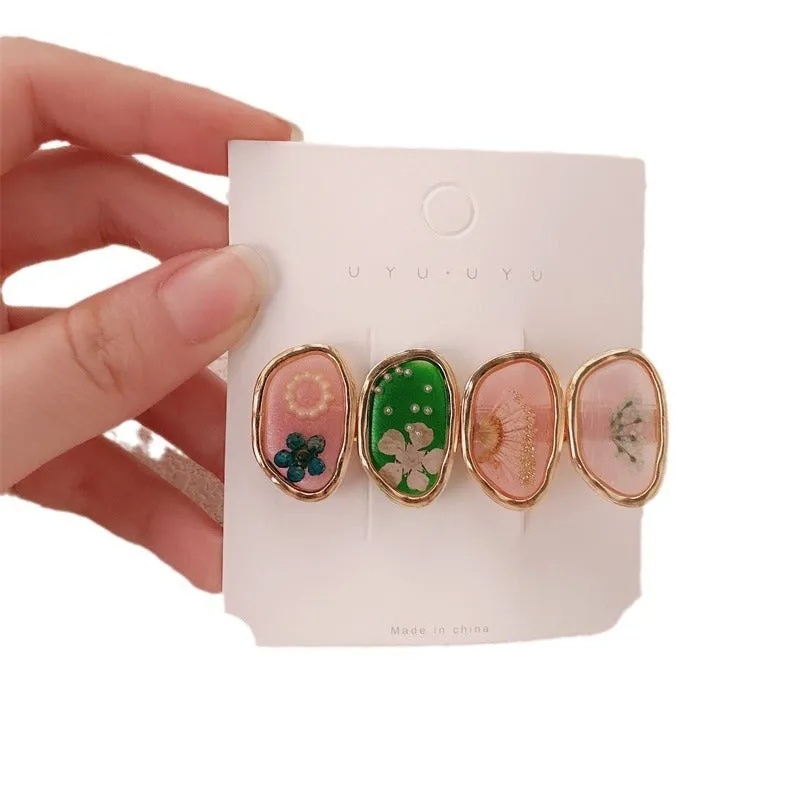 Forehead fringe headdress alloy metal hairpin female pink heart shaped barrette