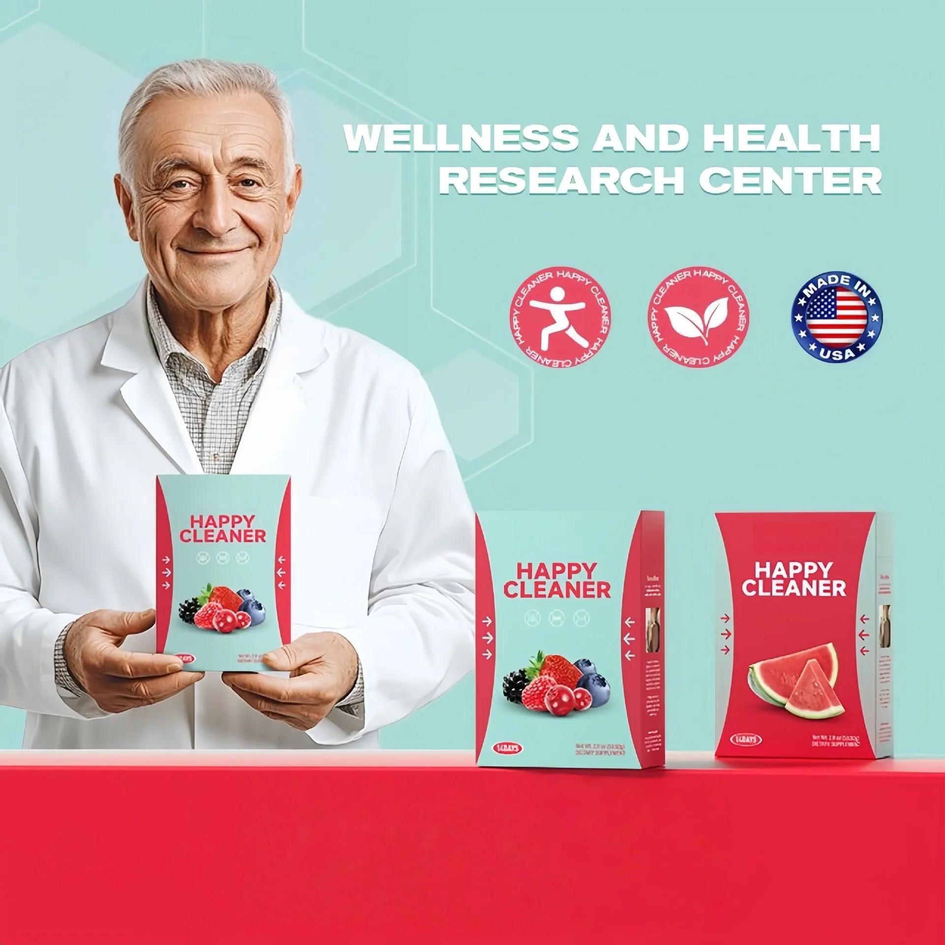Single pack of Watermelon Electrolytic Powder HAPPY CLEANER hydration supplement for adults