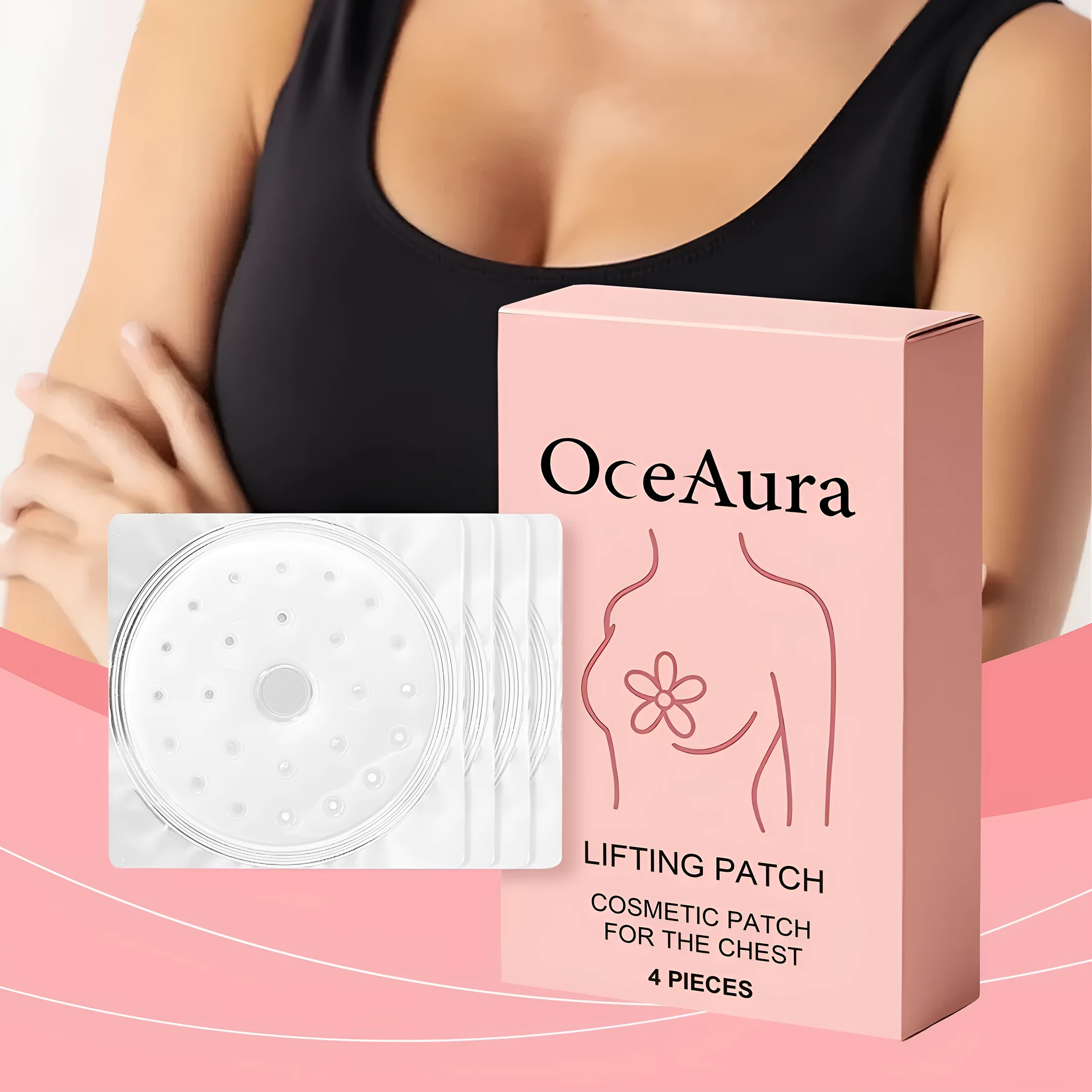 Chest nursing adhesive bandage for gentle skin nourishment, pack of 4 patches, for female body care
