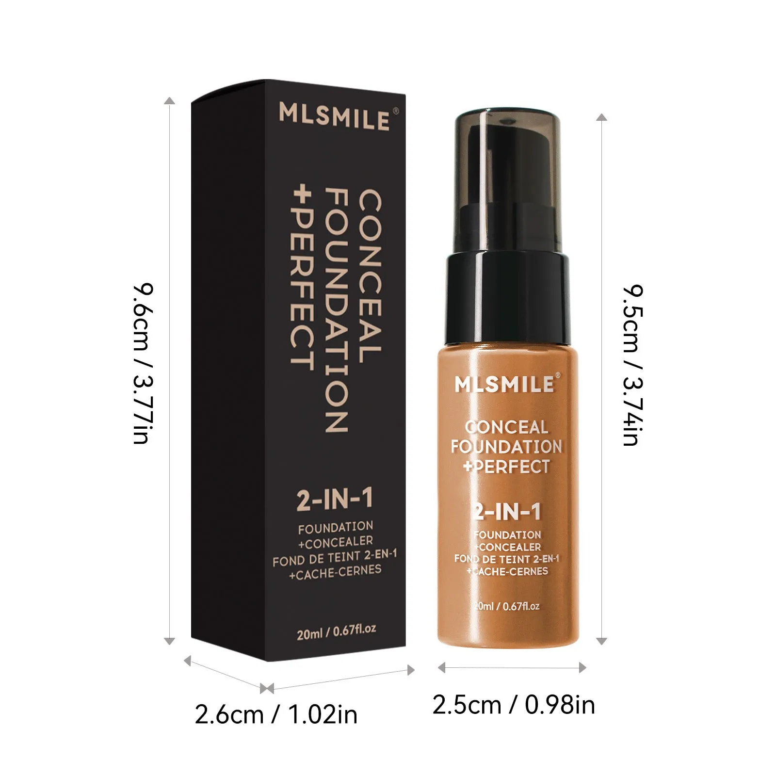 20ml moisturising long lasting smear-proof foundation bottle in natural colour