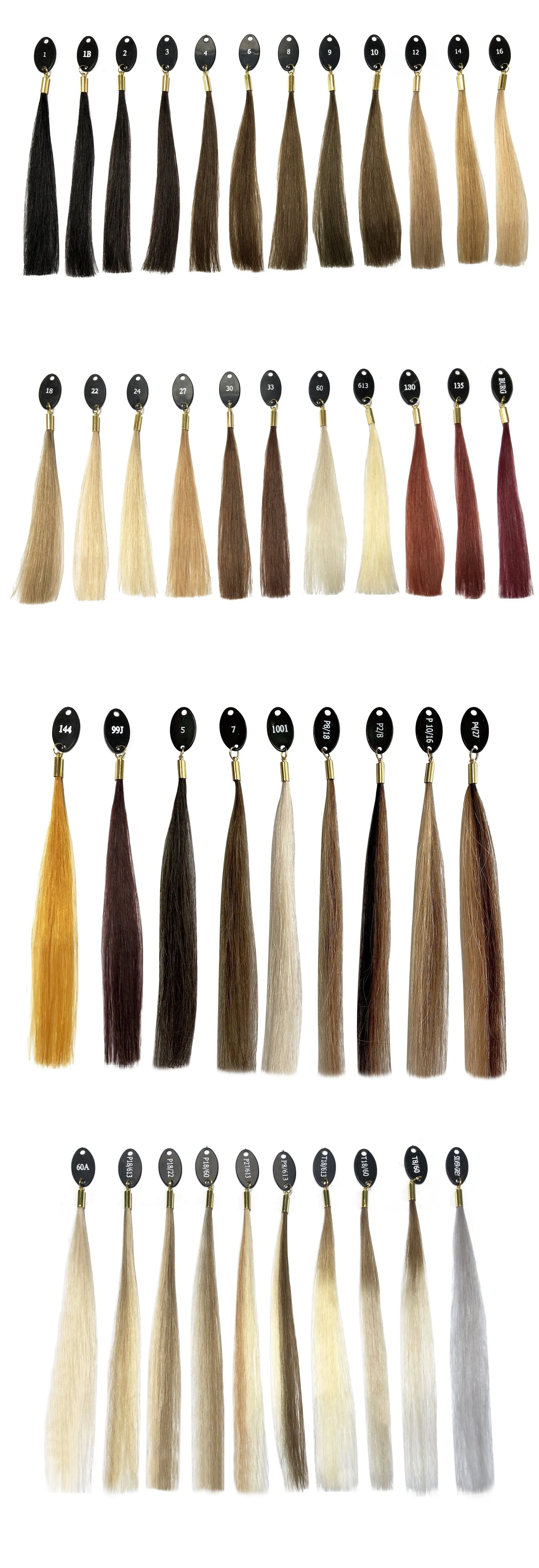 Hand-woven human hair colour board with 31 colour swatches for hairdressing use
