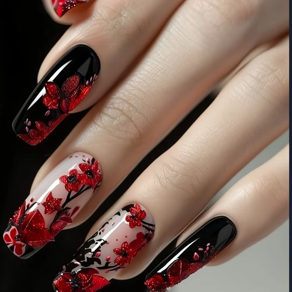 Reclaimed water pipe nail art stamping plates with wine red flower pattern and plastic wearable armour for ladies