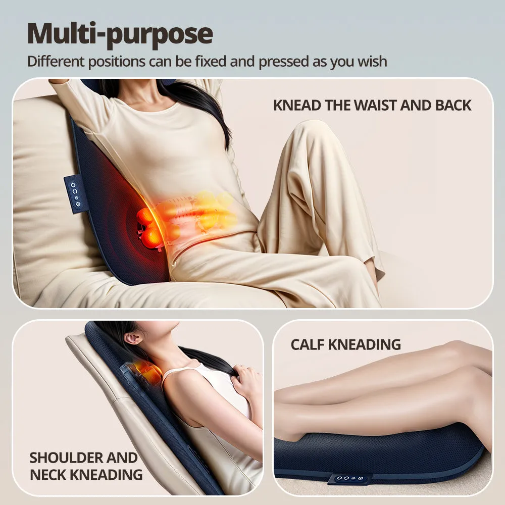 Walking massage lumbar support pillow with heat therapy and auto timer