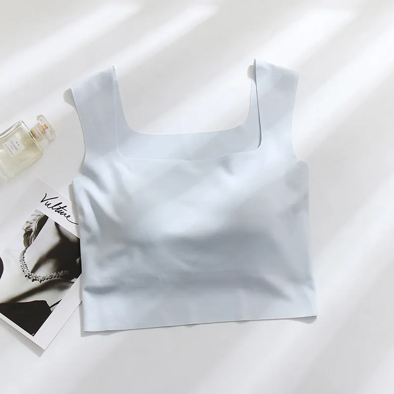 Women's seamless non-marking sling vest with chest pad in light sports style