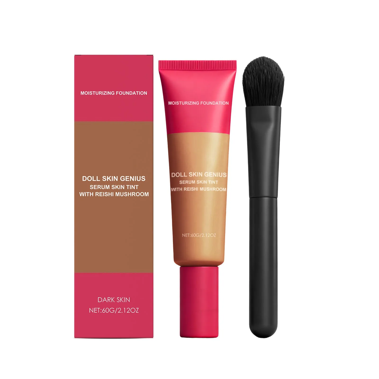 Foundation cream light and matte clear 60g pot with brush in three colour shades