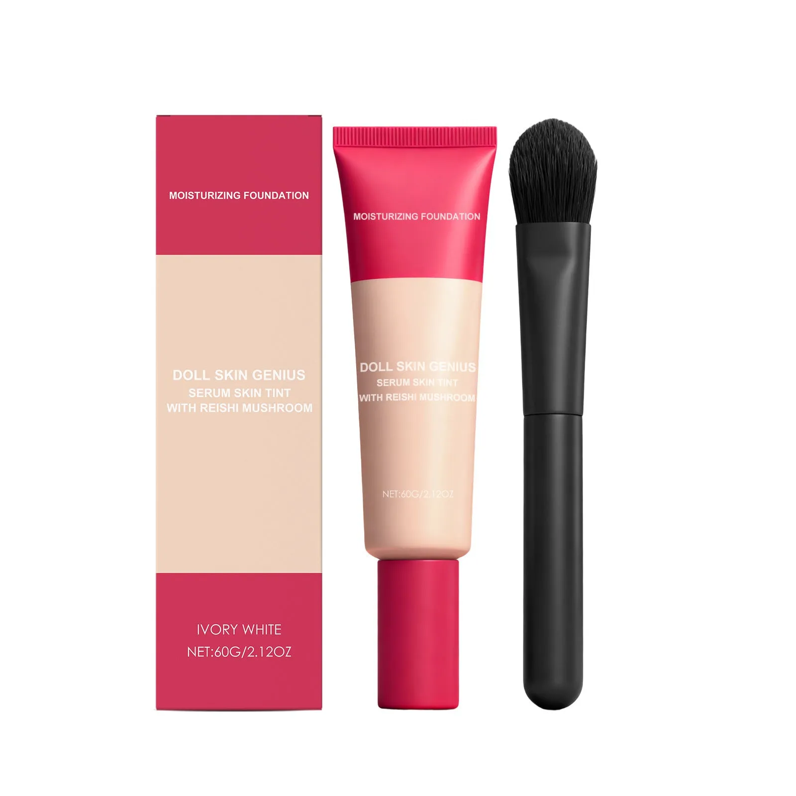 Foundation cream light and matte clear 60g pot with brush in three colour shades