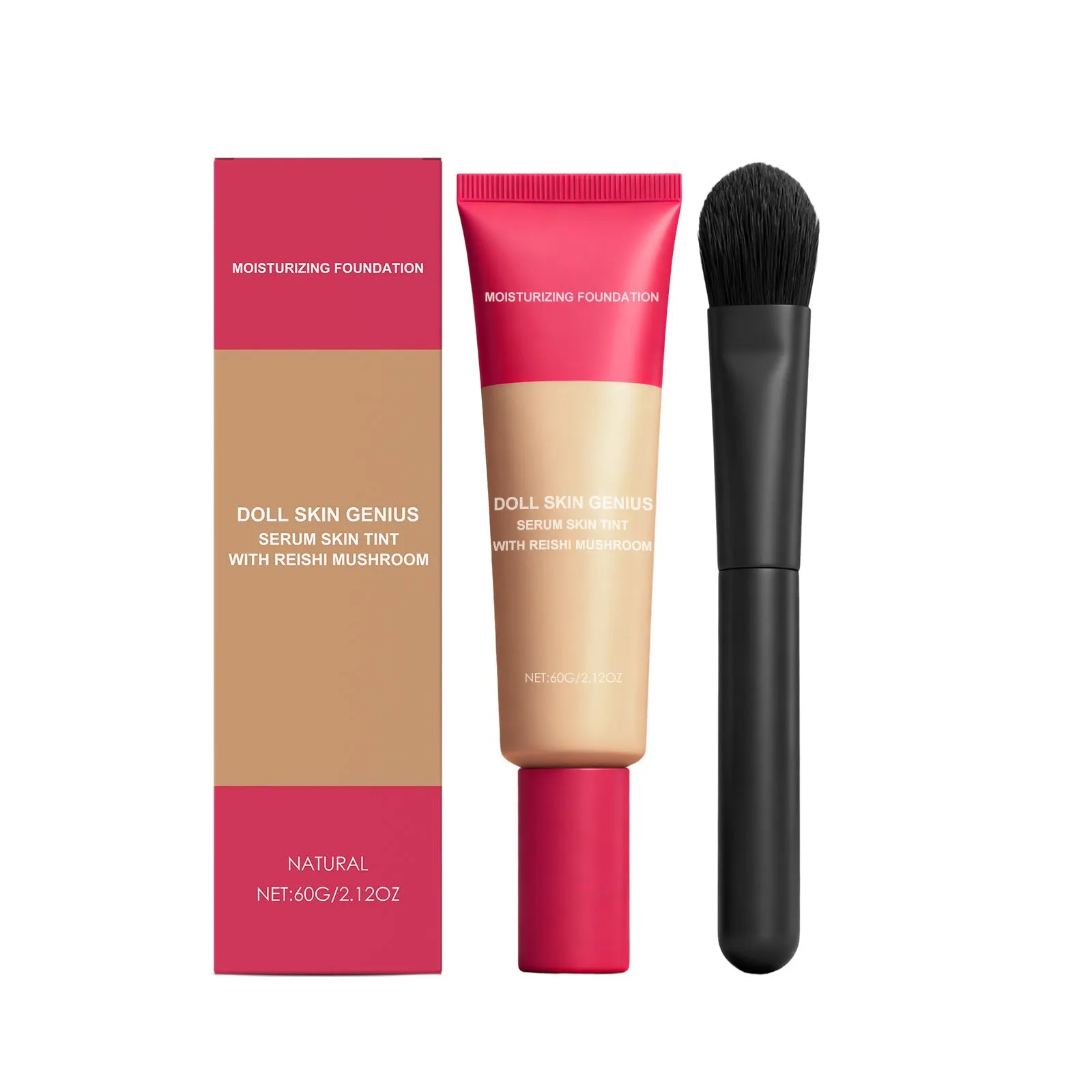 Foundation cream light and matte clear 60g pot with brush in three colour shades
