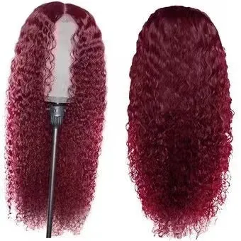 Fluffy big wave half headgear wig in long curly style with side bangs, black colour option