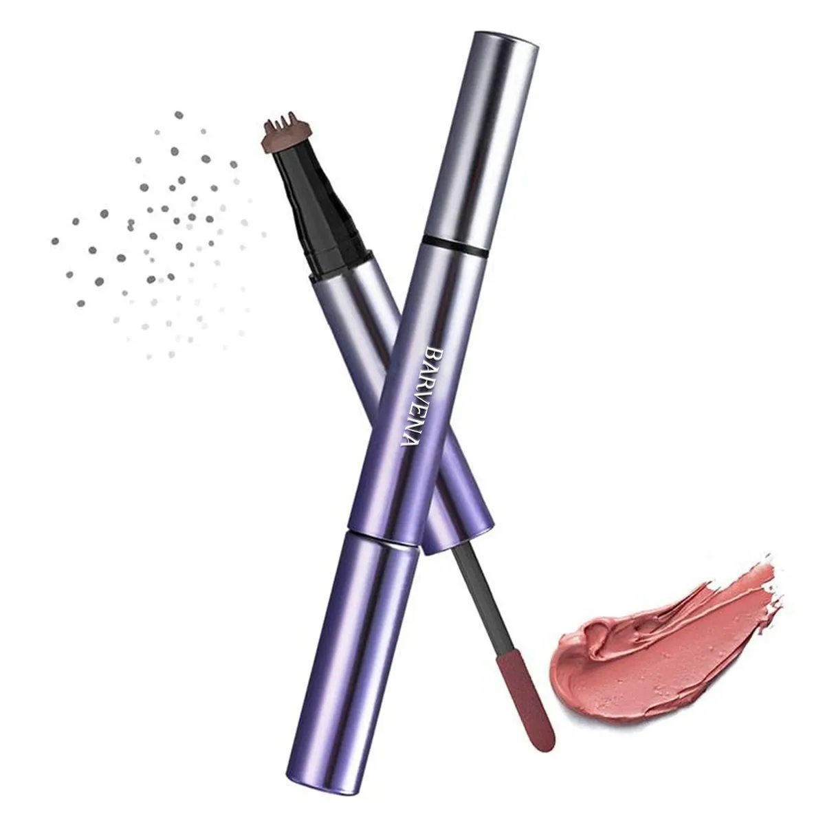 Double-headed eyebrow pencil with cream shaping tip and pencil tip in black and brown colour options