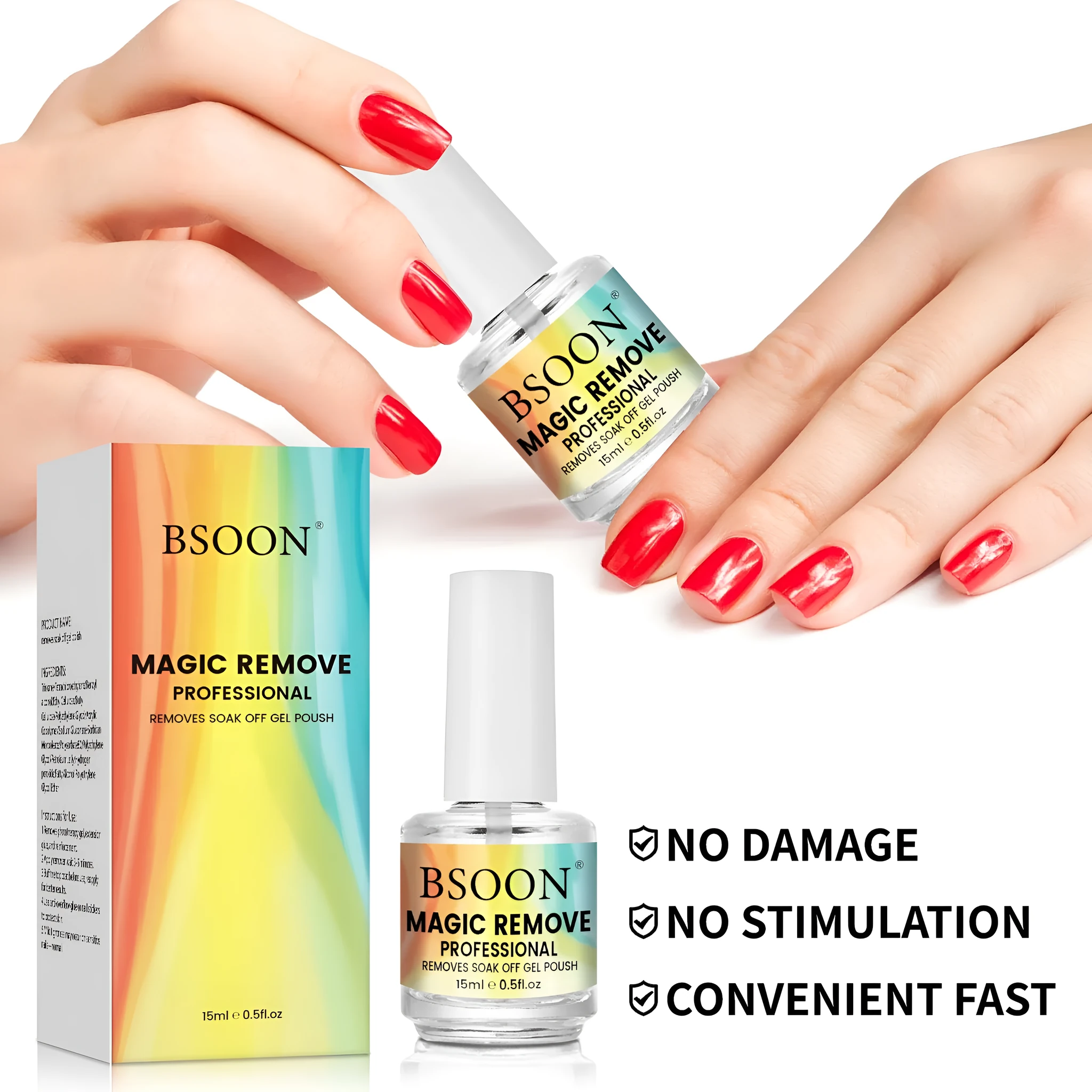 Nail dispergator 15ml bottle and cotton cloth for removing fake nails and nail polish
