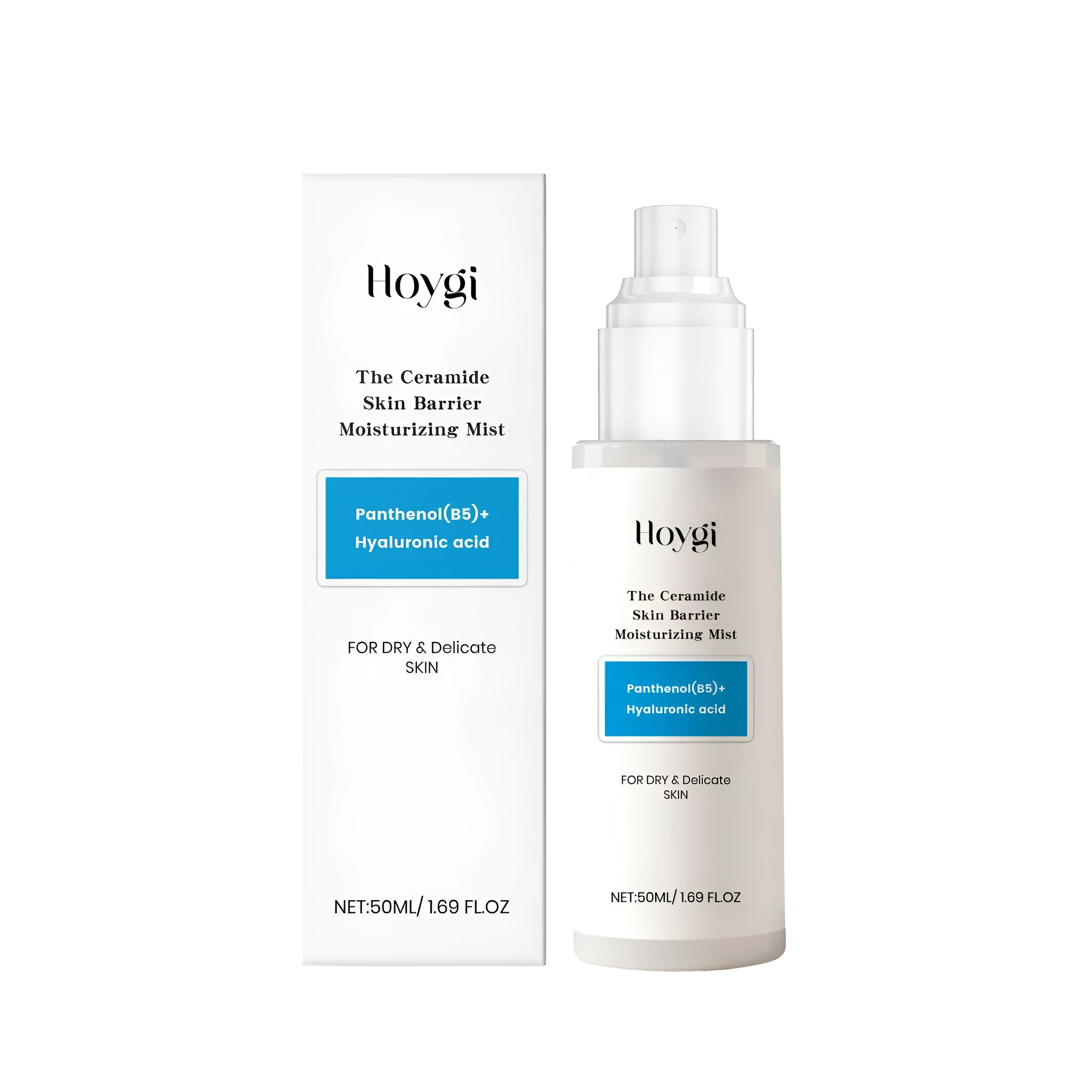 Hyaluronic acid moisturizing isolation spray 50ml bottle with fine mist nozzle