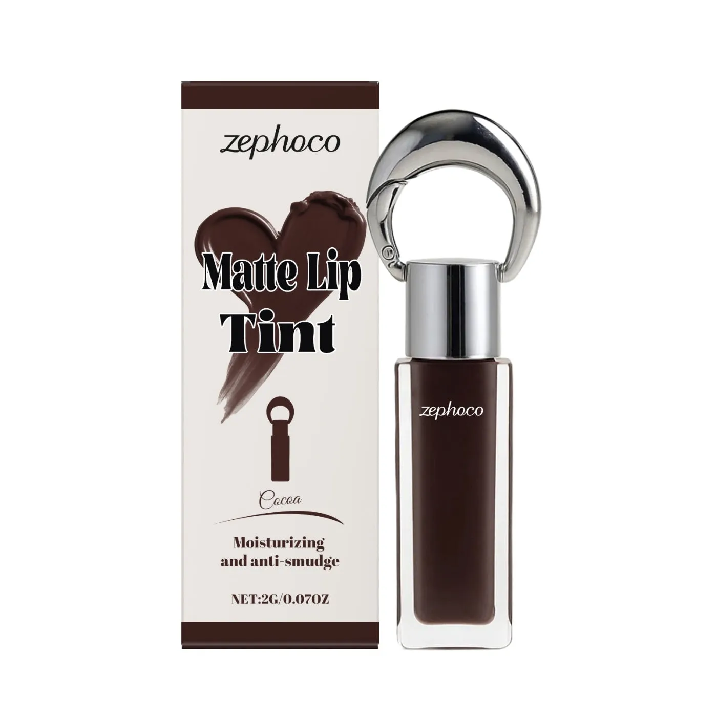 Matte lip tint in Light Purple shade with wand applicator, smooth matte finish in tube