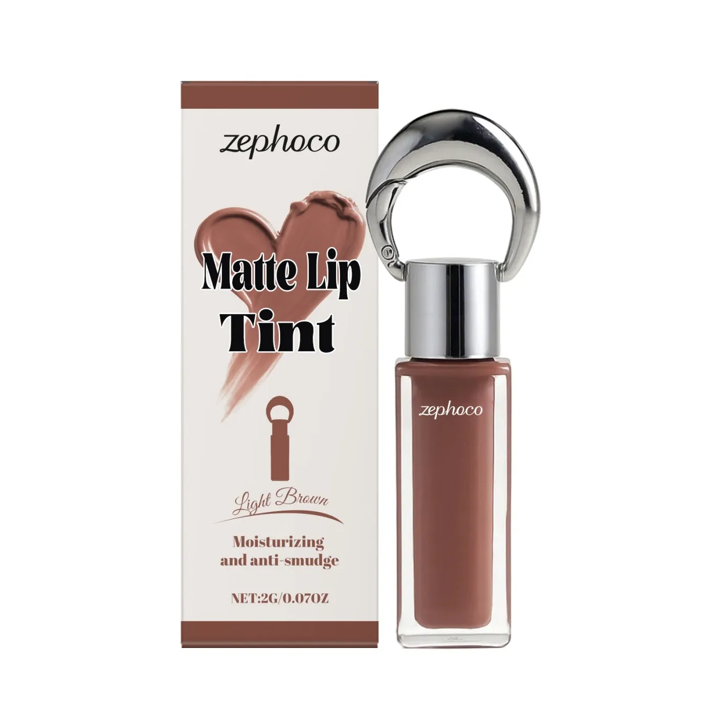 Matte lip tint in Light Purple shade with wand applicator, smooth matte finish in tube