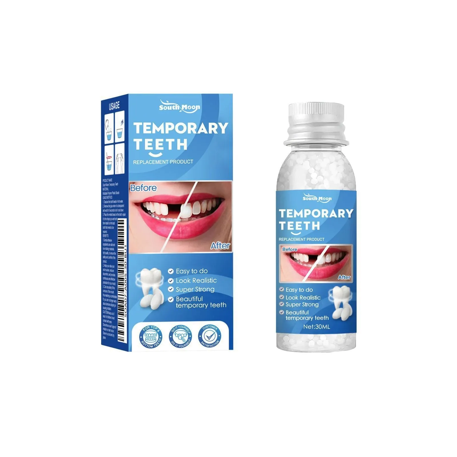 30ml disposable plastic solid teether particles teeth joint filling glue for adult temporary dental repair