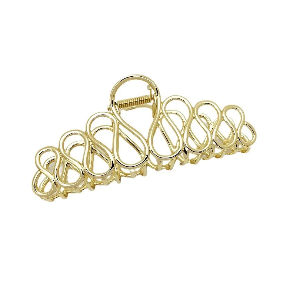 Minimalist large updo hair clip with tassel detail in gold or silver electroplated alloy