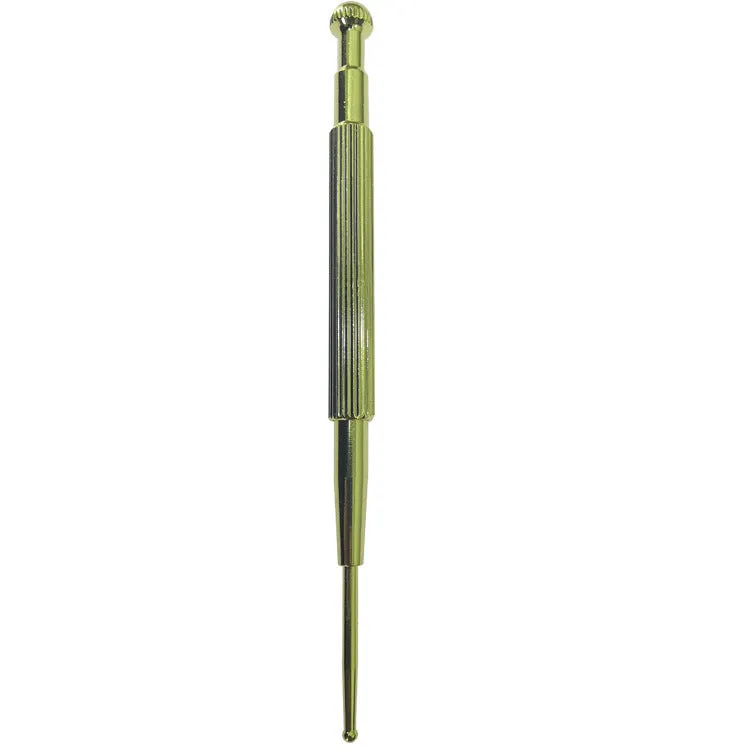 Brass elastic auricular points massage probe pen in yellow for ear health massage