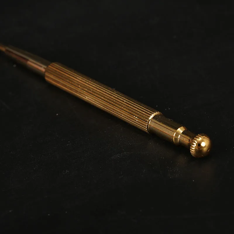 Brass elastic auricular points massage probe pen in yellow for ear health massage