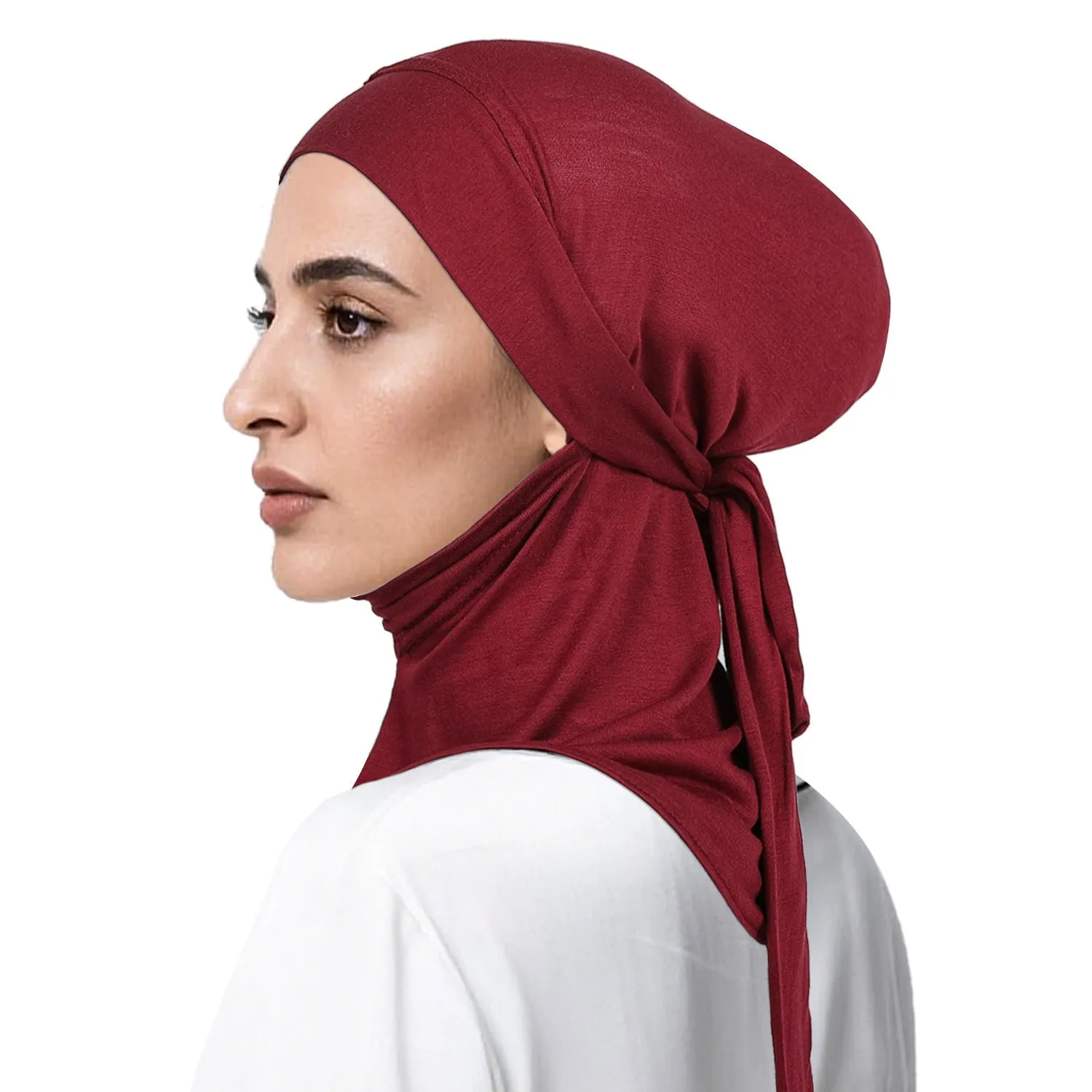 Women's hand-embroidered polyester headscarf in dome crown style for winter sun protection and windproofing in multiple colours