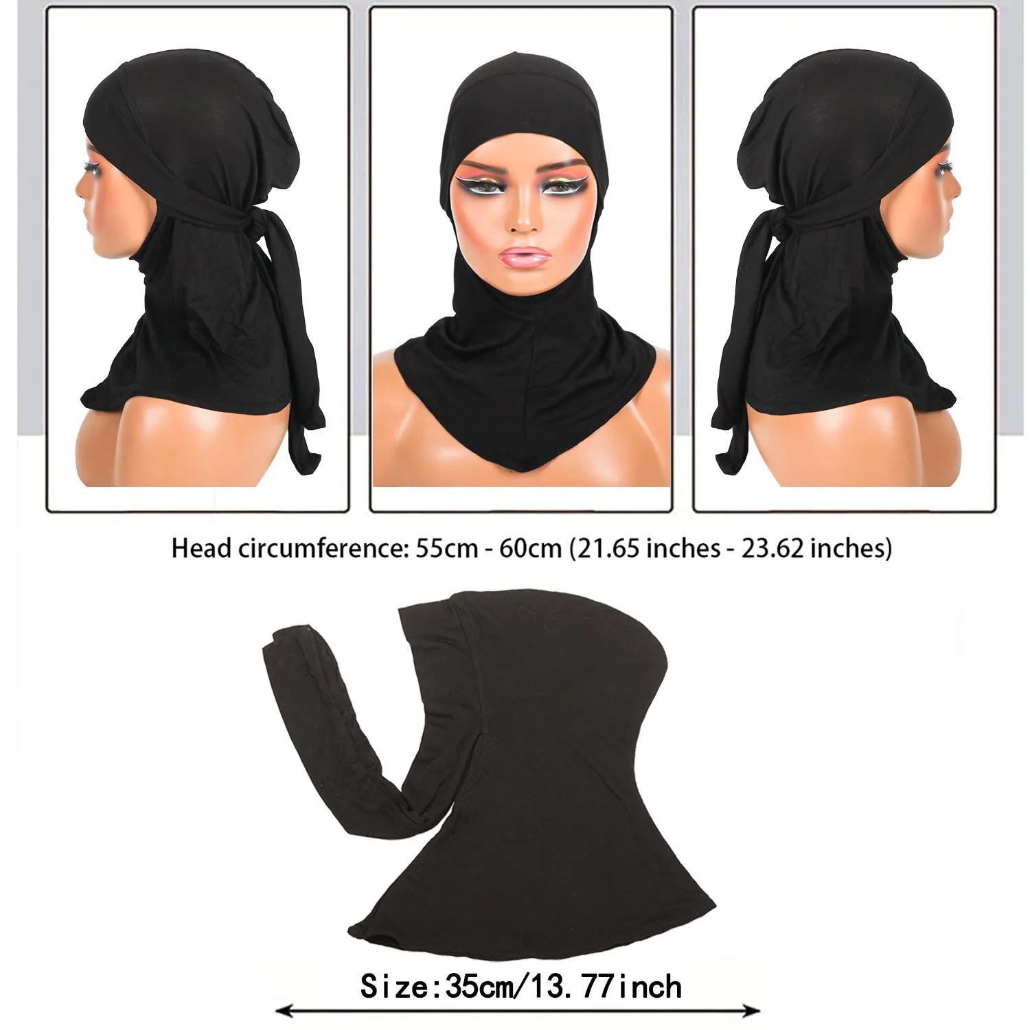 Women's hand-embroidered polyester headscarf in dome crown style for winter sun protection and windproofing in multiple colours