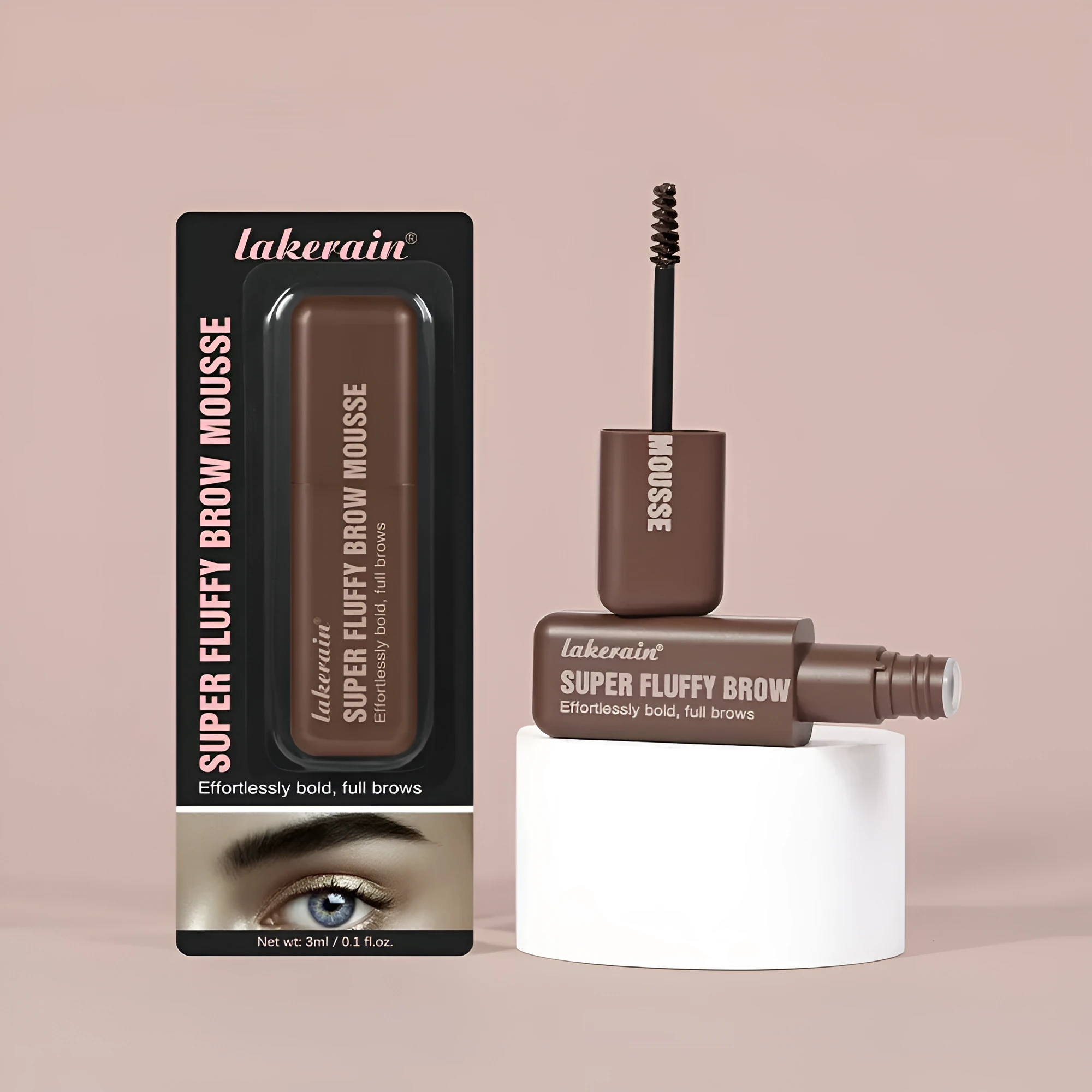 Eyebrow cream product for long-lasting three-dimensional brow shaping in brown and black colour options