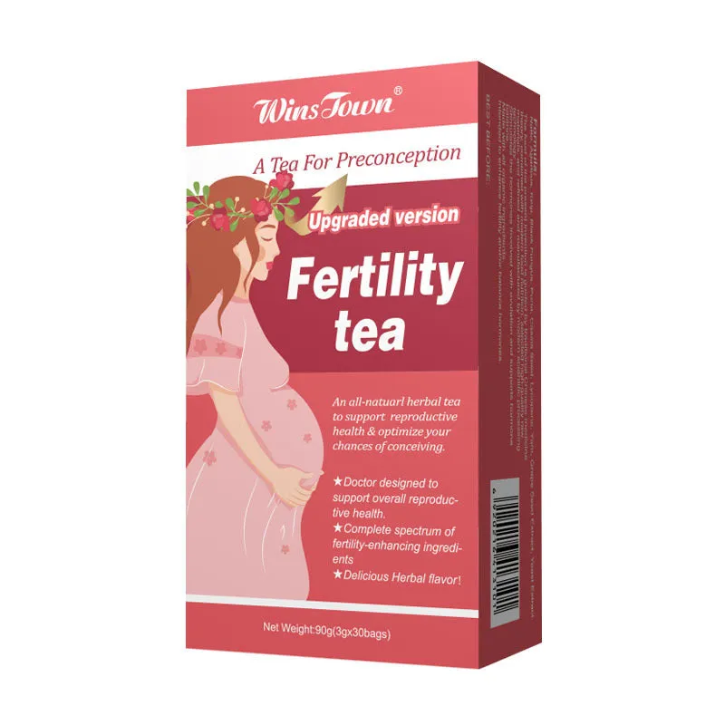 Box of fertility tea containing 3 packs with 30 tea bags each, totalling 330 bags
