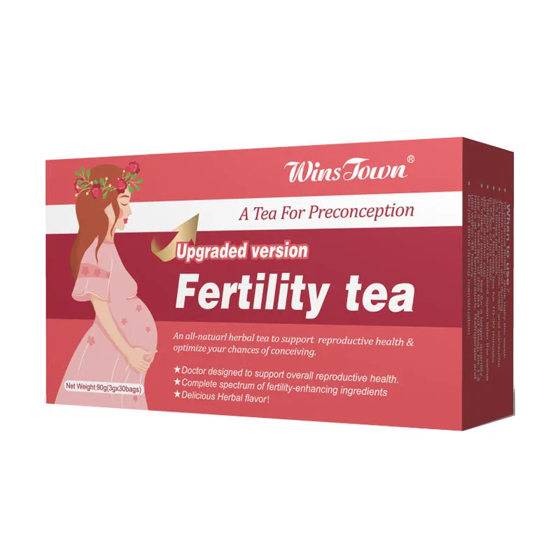 Box of fertility tea containing 3 packs with 30 tea bags each, totalling 330 bags