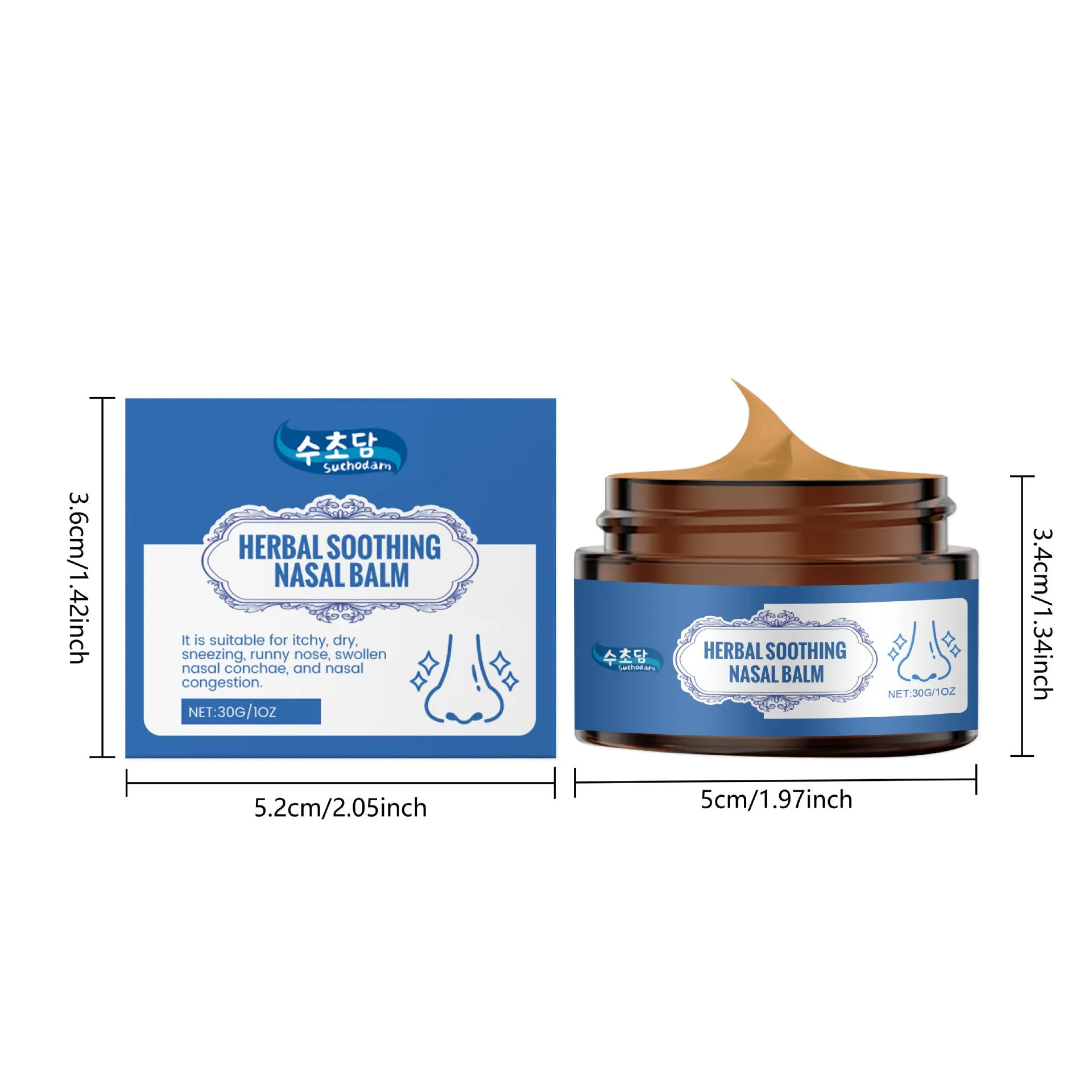 30g tube of nasal care cream with mint xanthium magnolia and cinnamon oil for daily nose cleaning