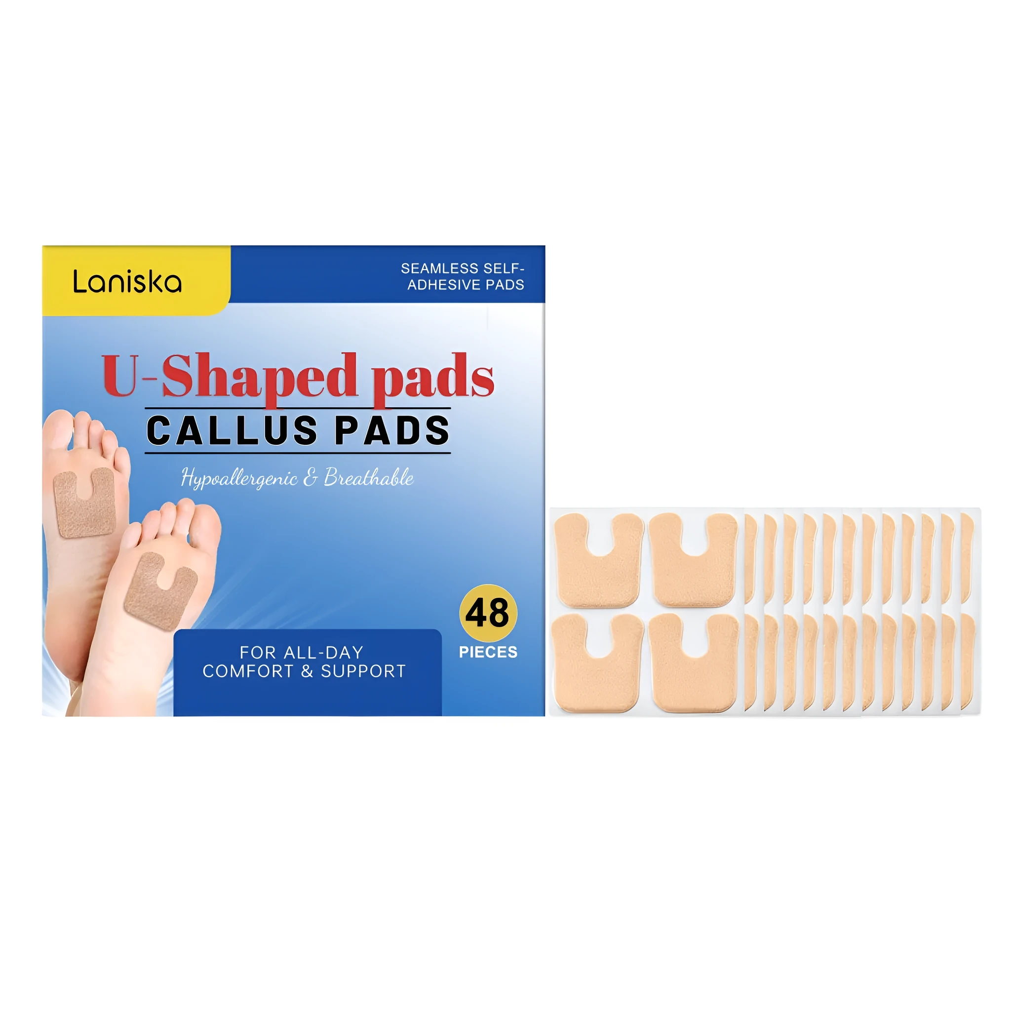 Foot care pad 48 pieces hydrating with glycerin hyaluronic acid vitamin E for dry skin