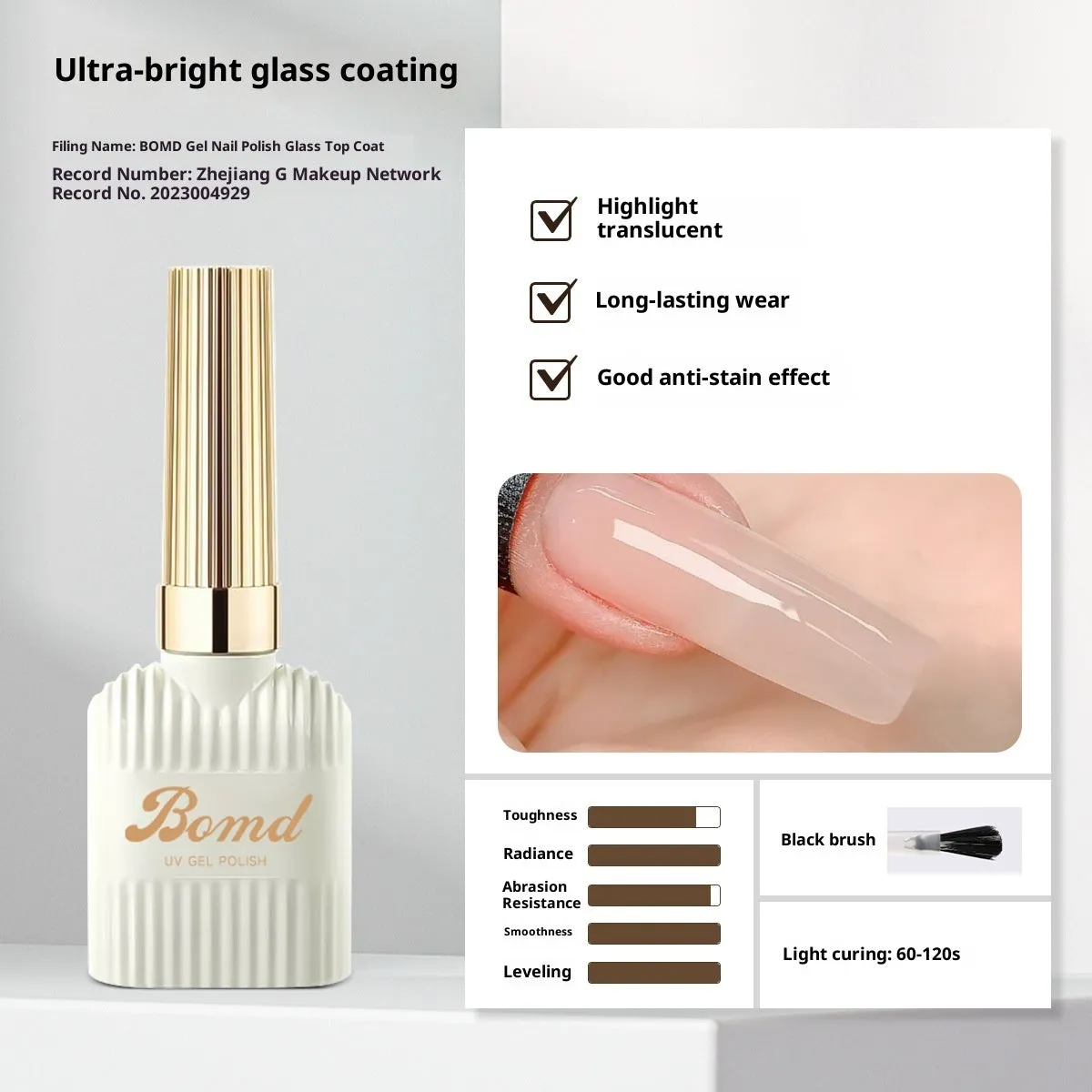 Nail adhesive kit with removable primer and crystal plated seal coat in 15ml bottles