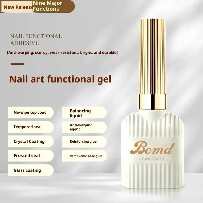Nail adhesive kit with removable primer and crystal plated seal coat in 15ml bottles