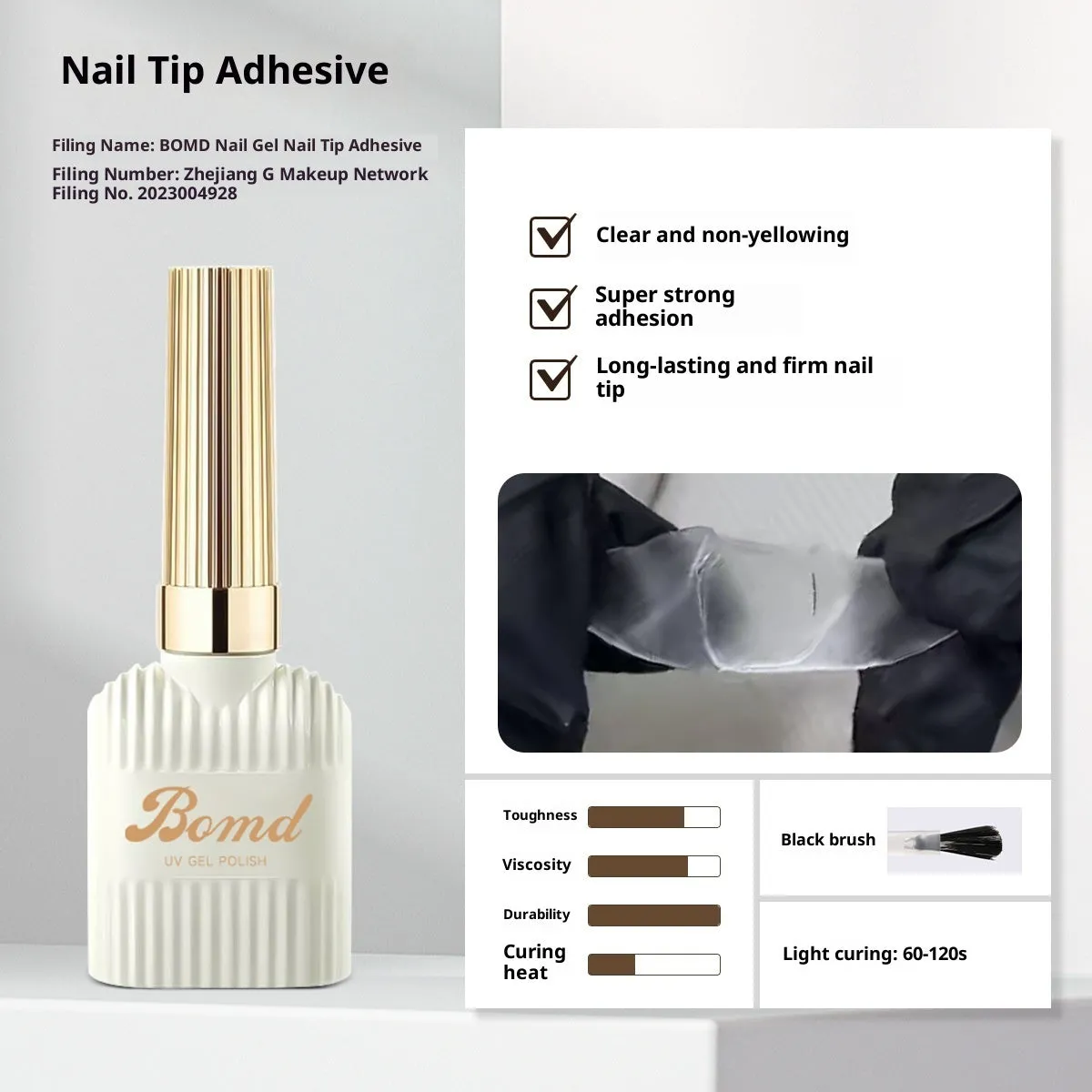 Nail adhesive kit with removable primer and crystal plated seal coat in 15ml bottles