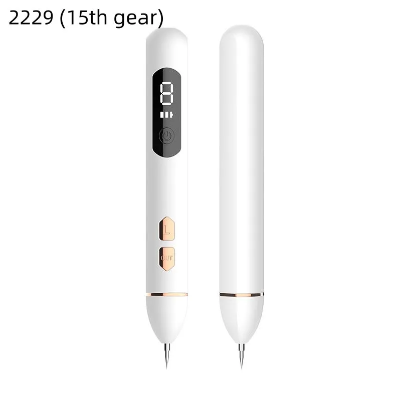 USB electric home beauty laser fleck removal pen with ABS stainless steel body, thick and thin needles, in white box