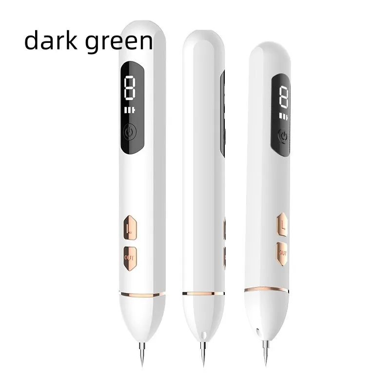 USB electric home beauty laser fleck removal pen with ABS stainless steel body, thick and thin needles, in white box