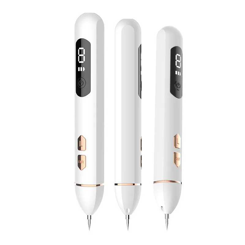 USB electric home beauty laser fleck removal pen with ABS stainless steel body, thick and thin needles, in white box