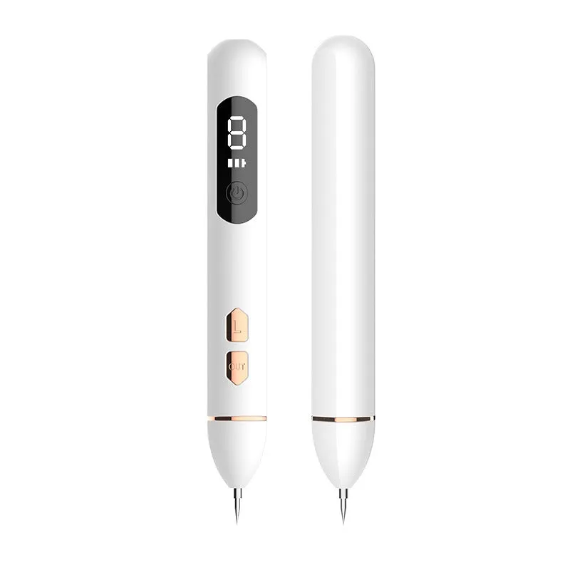 USB electric home beauty laser fleck removal pen with ABS stainless steel body, thick and thin needles, in white box
