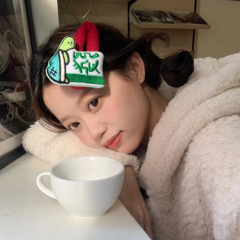 Cartoon doll sponge bang hair clip with retro mahjong and Chinese character design